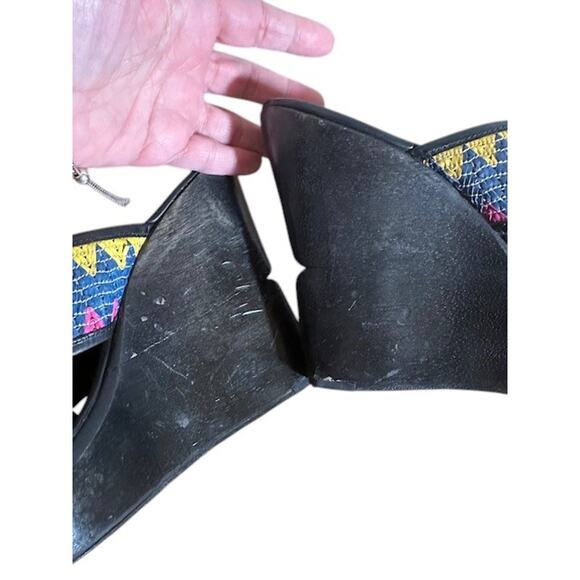 Diane Von Furstenberg Multi -Color Crisscross Wedges Women Sz 10 - Picture 7 of 9